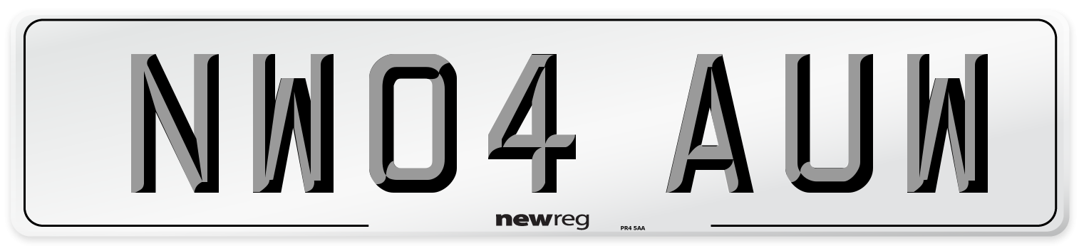 NW04 AUW Number Plate from New Reg